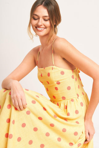 GOLDEN SUMMER POLKA WOVEN MIDI DRESS - Glamourous Grace