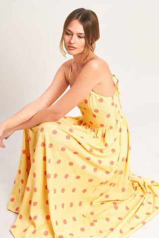 GOLDEN SUMMER POLKA WOVEN MIDI DRESS - Glamourous Grace