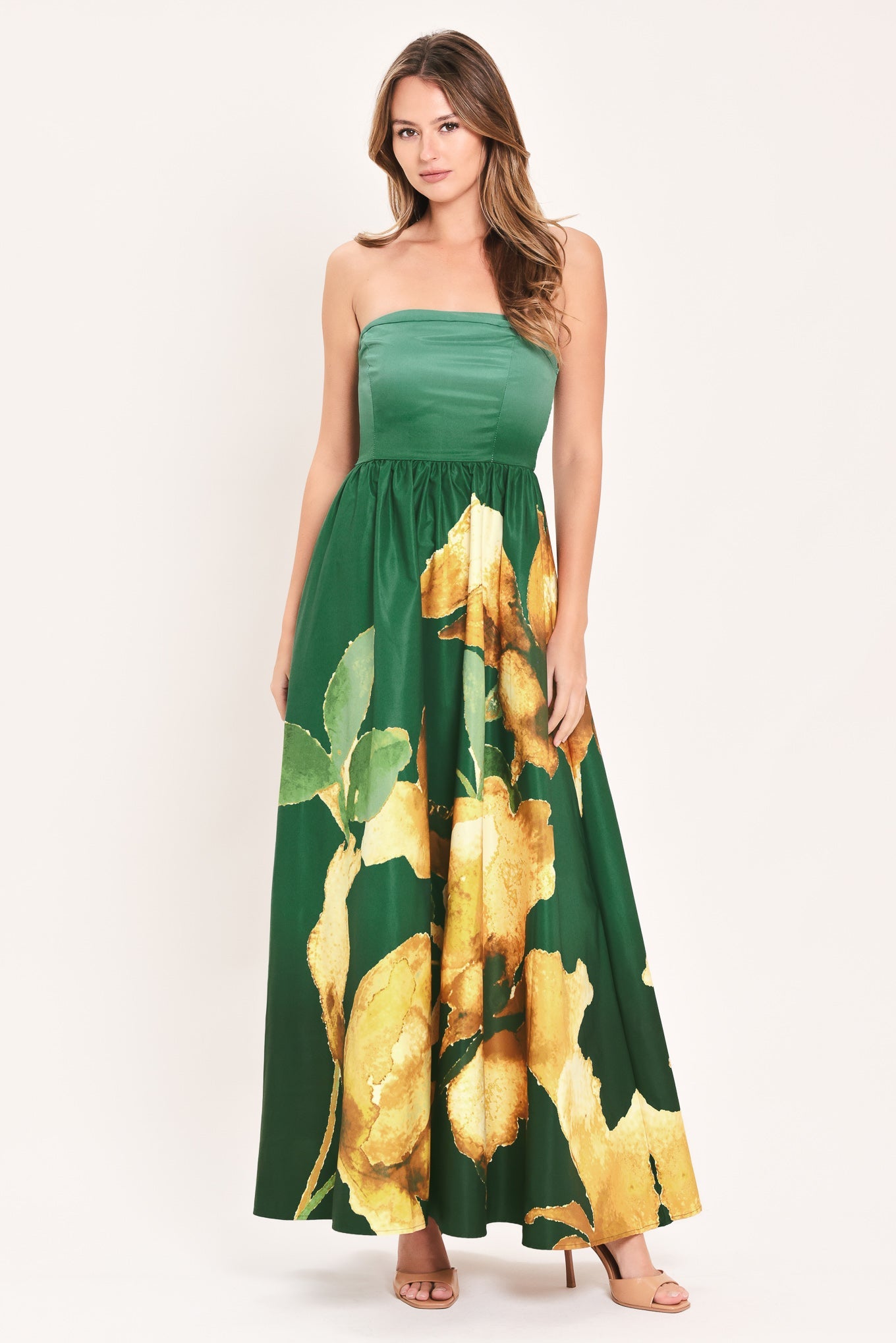GOLDEN ROSE AFTERGLOW WOVEN MAXI DRESS - Glamourous Grace