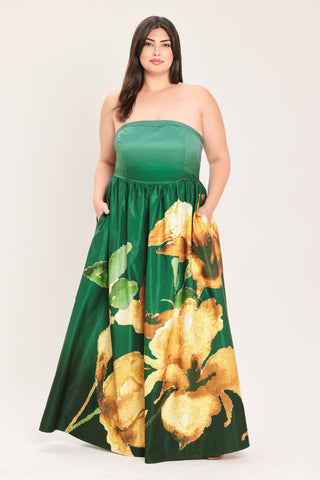 GOLDEN ROSE AFTERGLOW WOVEN MAXI DRESS - Glamourous Grace