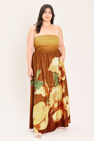 GOLDEN ROSE AFTERGLOW WOVEN MAXI DRESS - Glamourous Grace