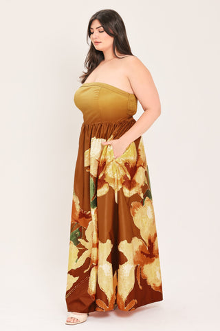GOLDEN ROSE AFTERGLOW WOVEN MAXI DRESS - Glamourous Grace