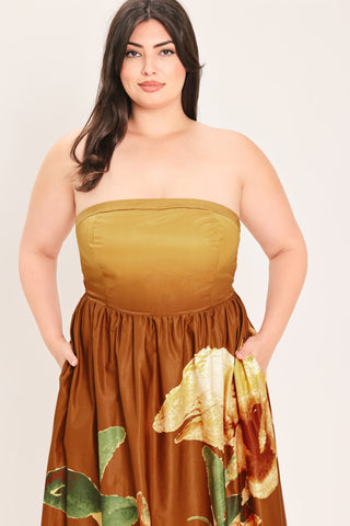 GOLDEN ROSE AFTERGLOW WOVEN MAXI DRESS - Glamourous Grace