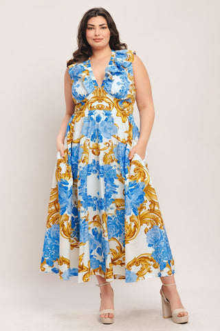 BAROQUE BLOOM WOVEN MIDI DRESS - Glamourous Grace