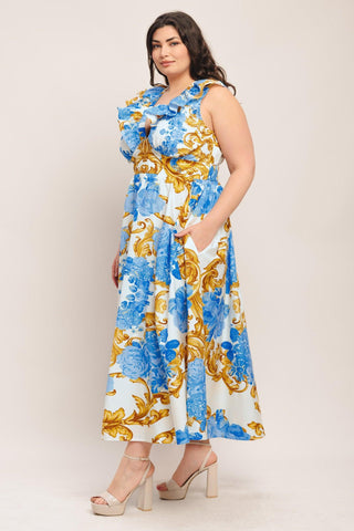 BAROQUE BLOOM WOVEN MIDI DRESS - Glamourous Grace