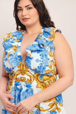 BAROQUE BLOOM WOVEN MIDI DRESS - Glamourous Grace