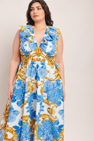 BAROQUE BLOOM WOVEN MIDI DRESS - Glamourous Grace