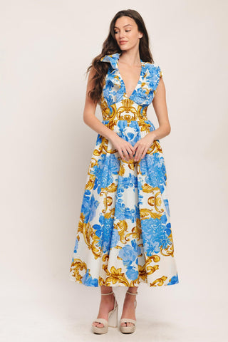 BAROQUE BLOOM WOVEN MIDI DRESS - Glamourous Grace