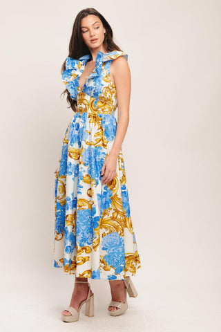 BAROQUE BLOOM WOVEN MIDI DRESS - Glamourous Grace