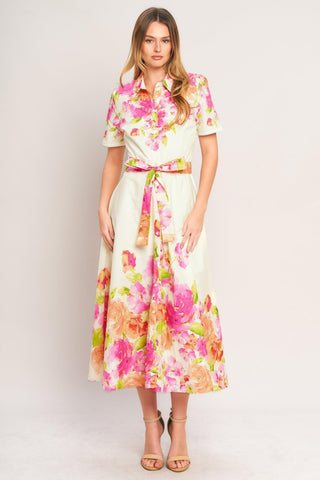 PEONY BLOOM WOVEN MIDI DRESS - Glamourous Grace