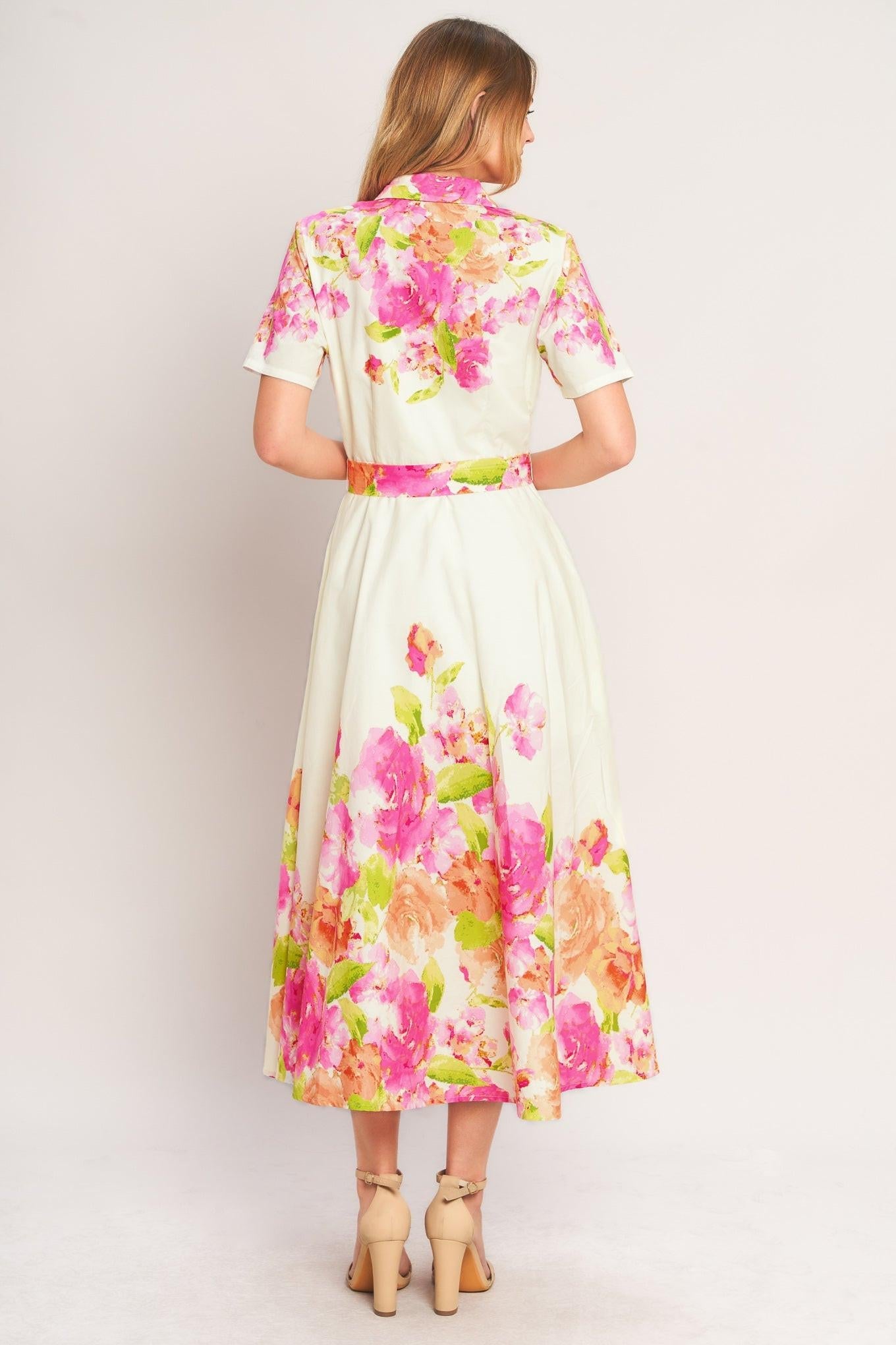 PEONY BLOOM WOVEN MIDI DRESS - Glamourous Grace