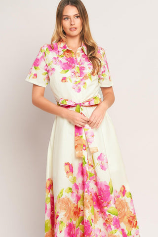 PEONY BLOOM WOVEN MIDI DRESS - Glamourous Grace