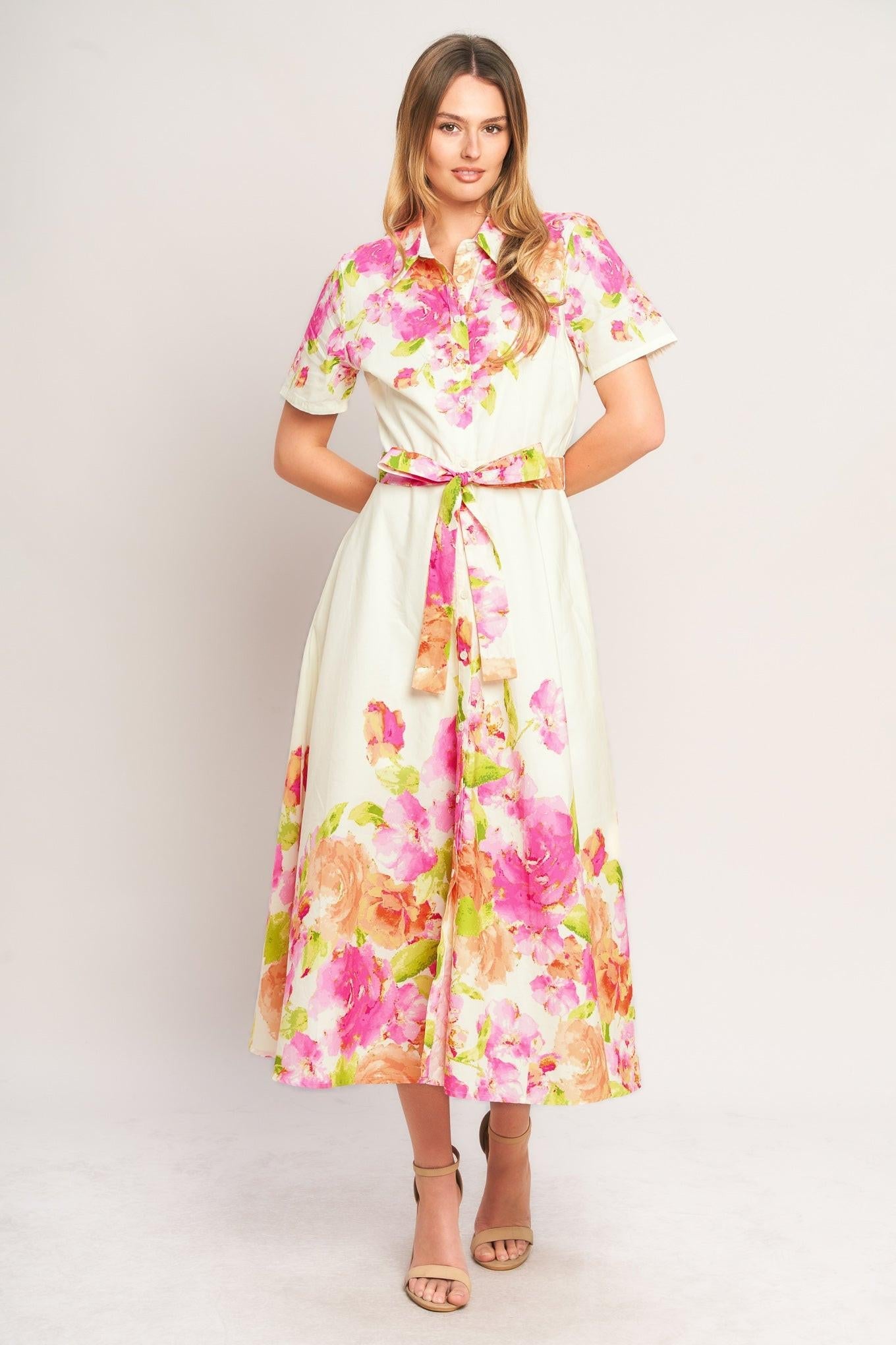 PEONY BLOOM WOVEN MIDI DRESS - Glamourous Grace