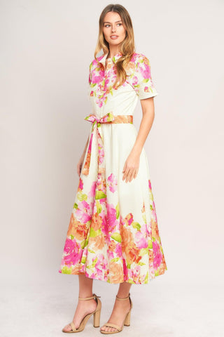 PEONY BLOOM WOVEN MIDI DRESS - Glamourous Grace