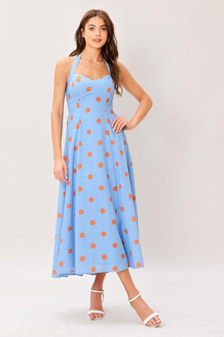 COTTON CANDY SKY DOT WOVEN MIDI DRESS - Glamourous Grace