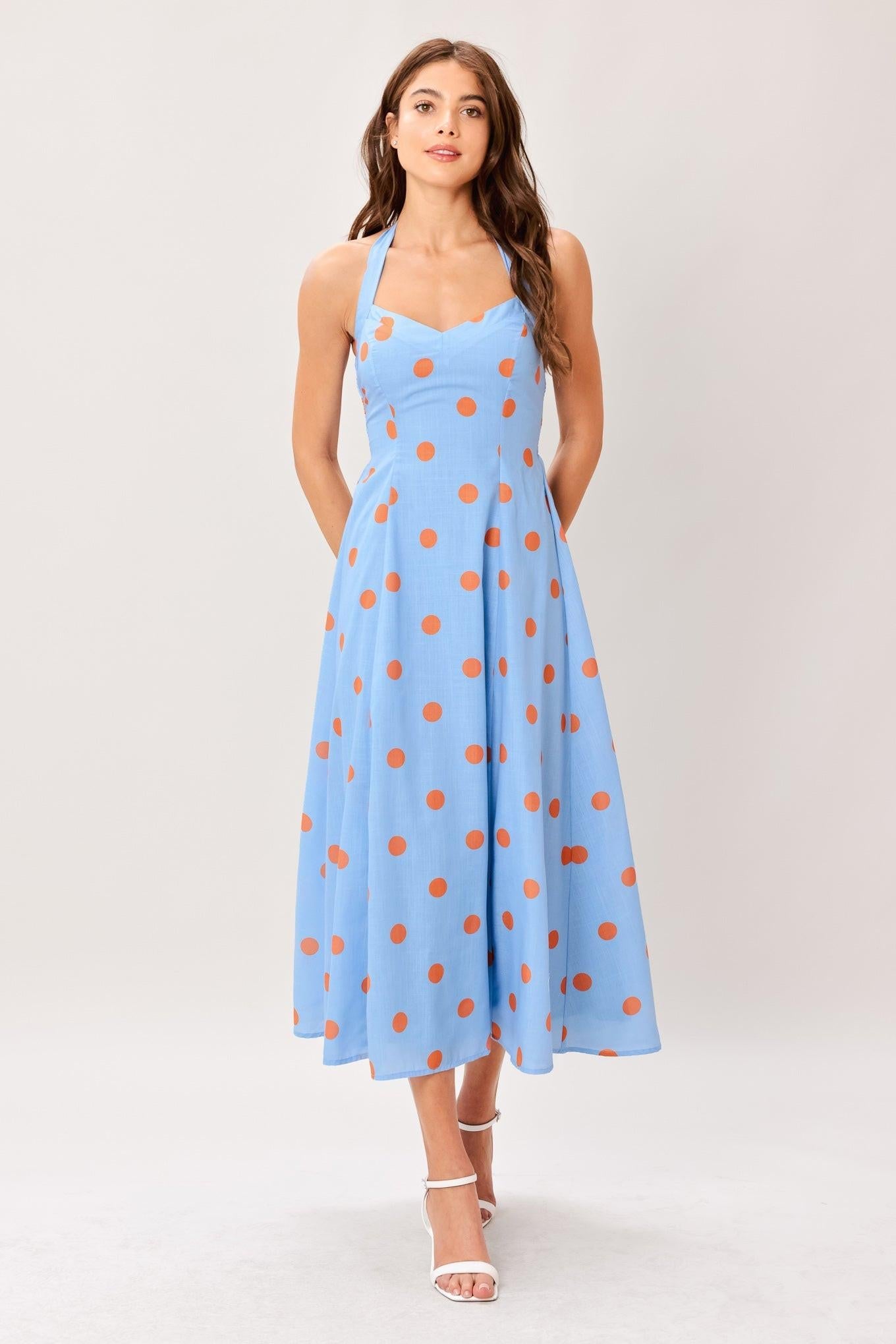 COTTON CANDY SKY DOT WOVEN MIDI DRESS - Glamourous Grace