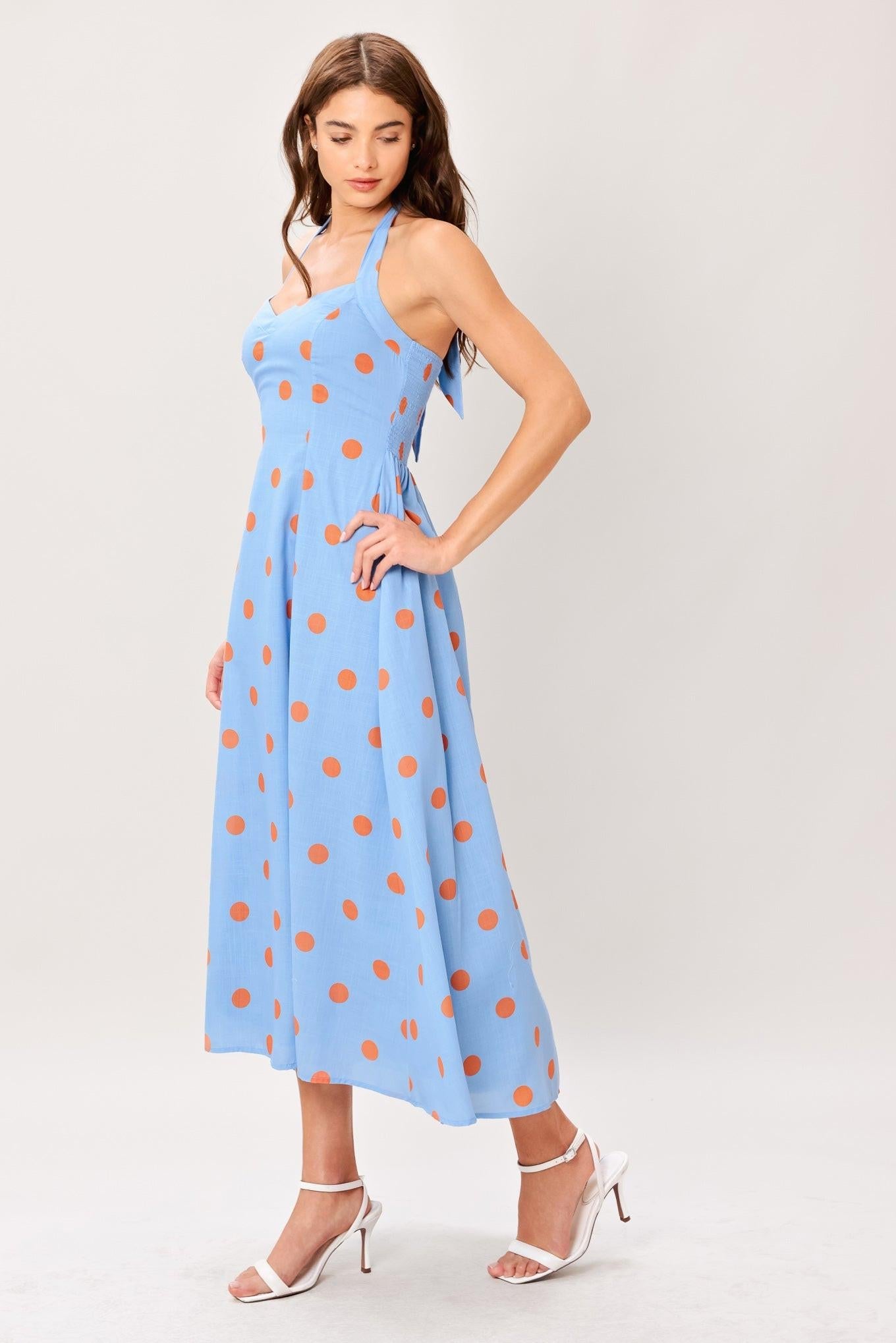 COTTON CANDY SKY DOT WOVEN MIDI DRESS - Glamourous Grace
