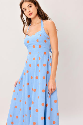 COTTON CANDY SKY DOT WOVEN MIDI DRESS - Glamourous Grace