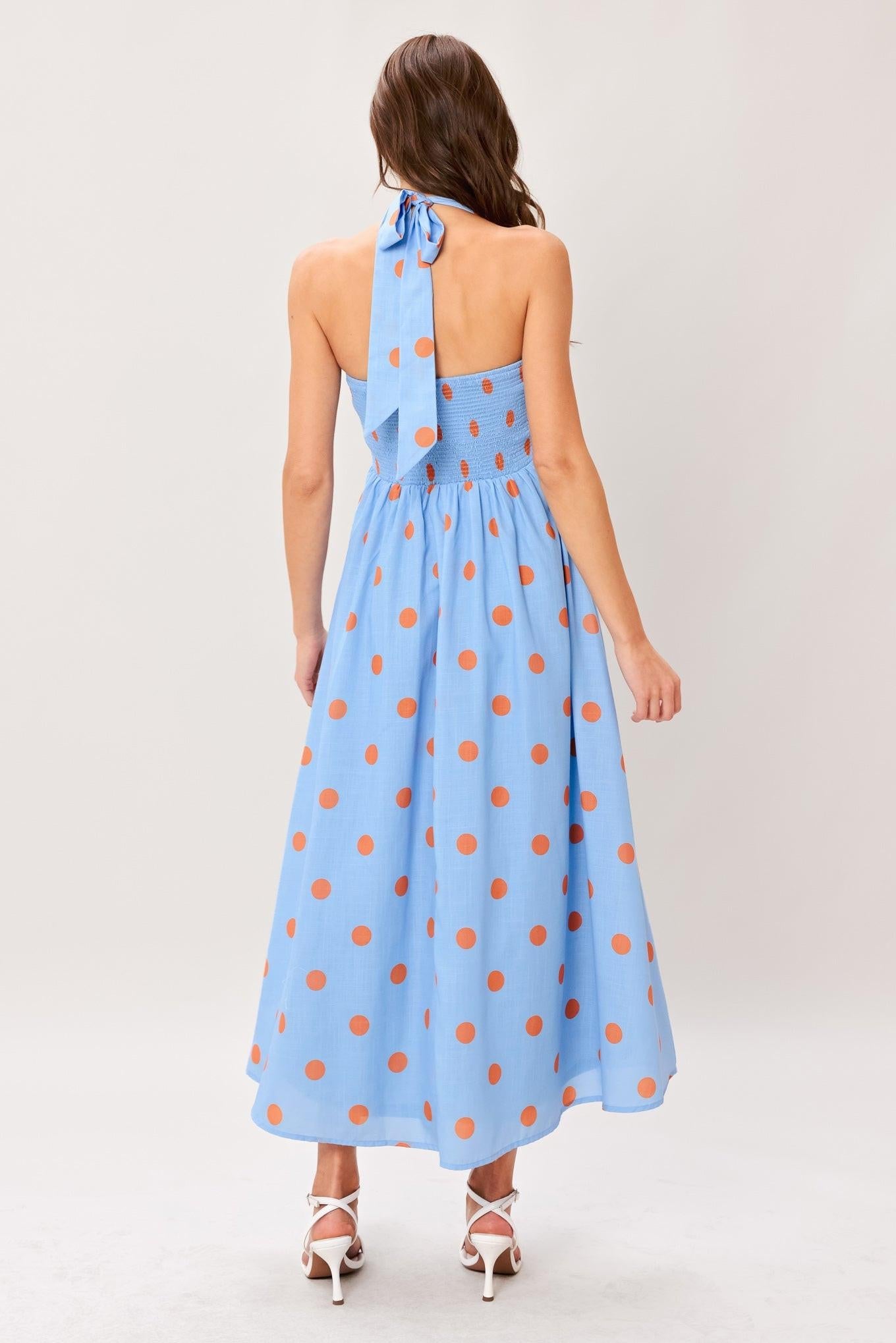 COTTON CANDY SKY DOT WOVEN MIDI DRESS - Glamourous Grace