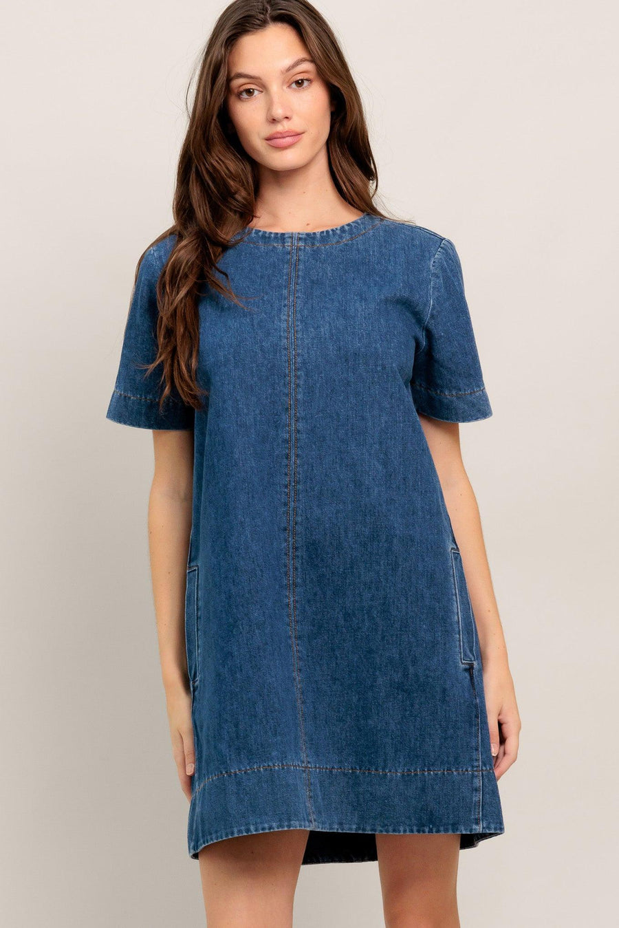 SIMPLY PUT TOGETHER DENIM MINI DRESS - Glamourous Grace