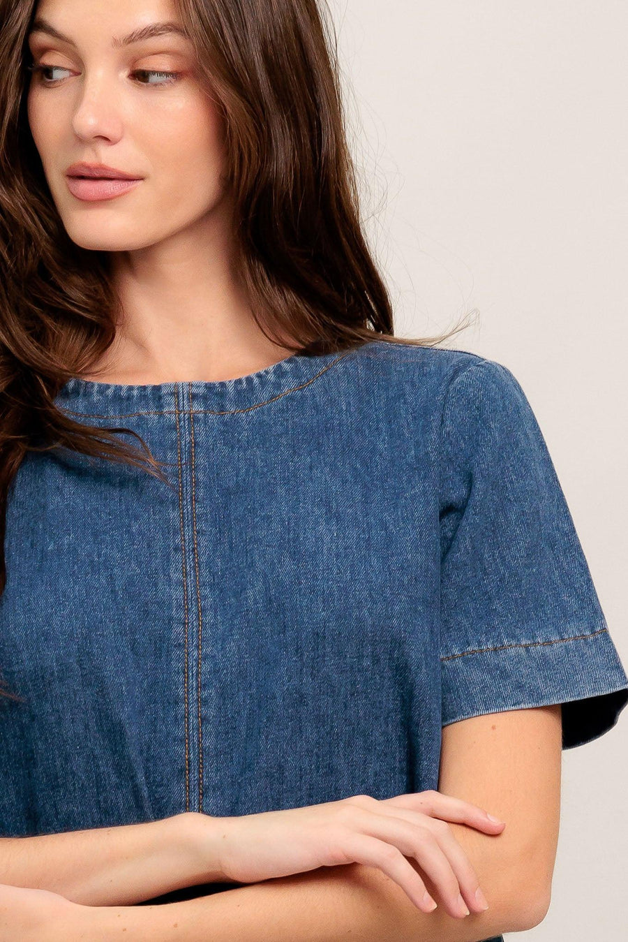 SIMPLY PUT TOGETHER DENIM MINI DRESS - Glamourous Grace