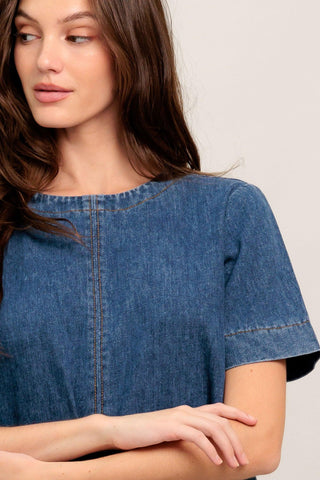 SIMPLY PUT TOGETHER DENIM MINI DRESS - Glamourous Grace
