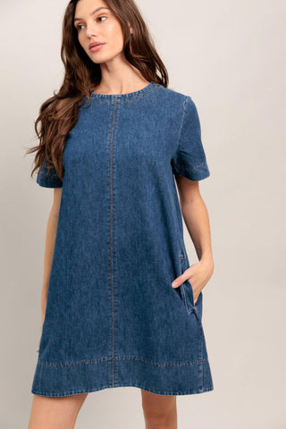SIMPLY PUT TOGETHER DENIM MINI DRESS - Glamourous Grace