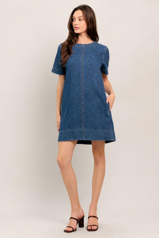 SIMPLY PUT TOGETHER DENIM MINI DRESS - Glamourous Grace