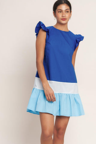SEASIDE SWEETHEART COLOR BLOCKED MINI DRESS - Glamourous Grace