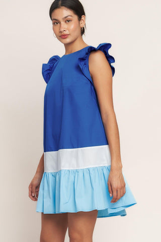 SEASIDE SWEETHEART COLOR BLOCKED MINI DRESS - Glamourous Grace