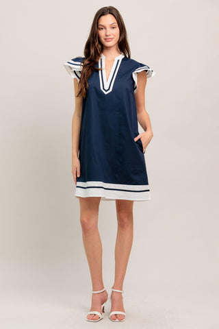 PORTSIDE POLISH WOVEN MINI DRESS - Glamourous Grace