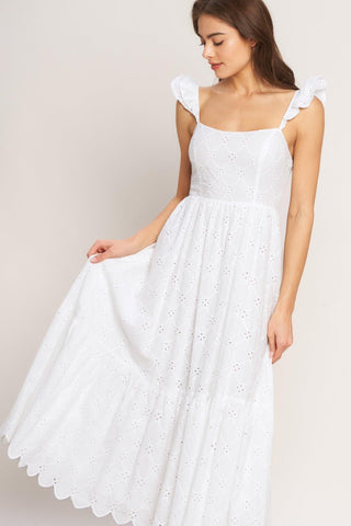 SWEET ESCAPE WOVEN EYELET MIDI DRESS - Glamourous Grace
