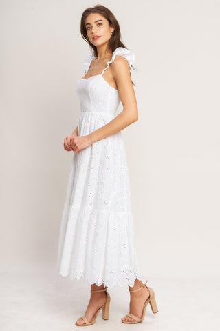 SWEET ESCAPE WOVEN EYELET MIDI DRESS - Glamourous Grace