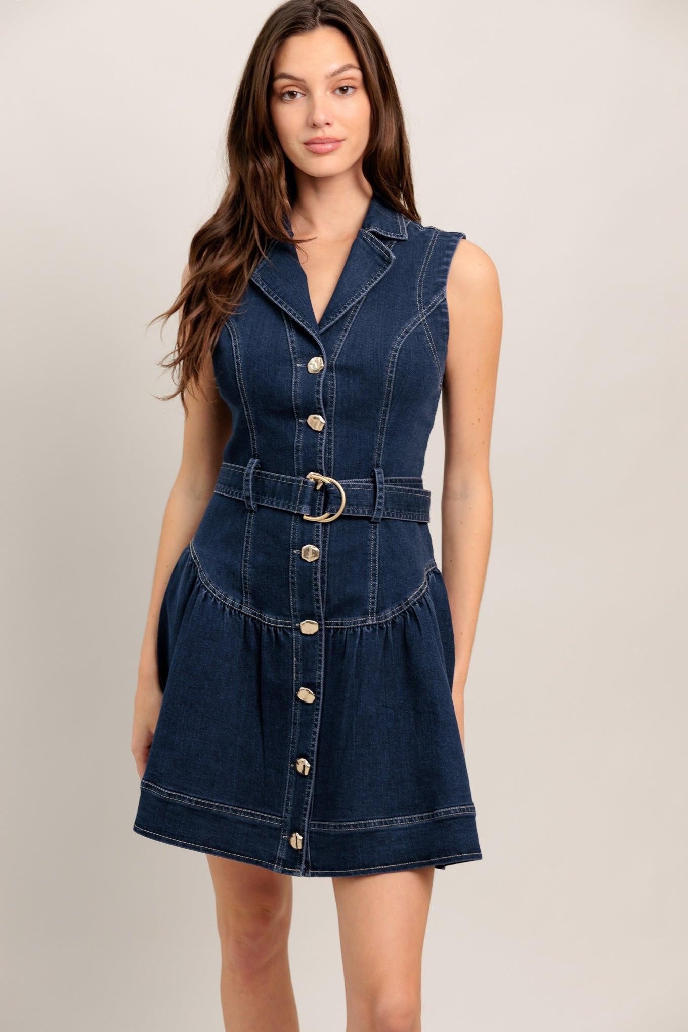 MADE TO FLATTER DENIM MINI DRESS - Glamourous Grace
