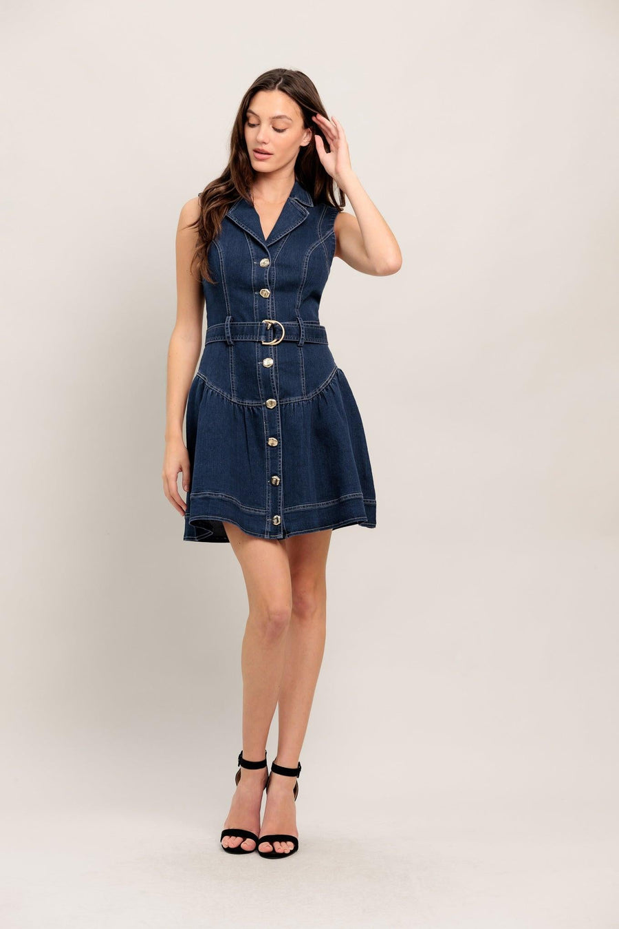 MADE TO FLATTER DENIM MINI DRESS - Glamourous Grace