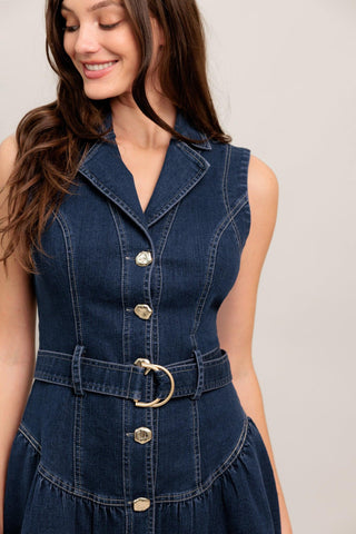 MADE TO FLATTER DENIM MINI DRESS - Glamourous Grace