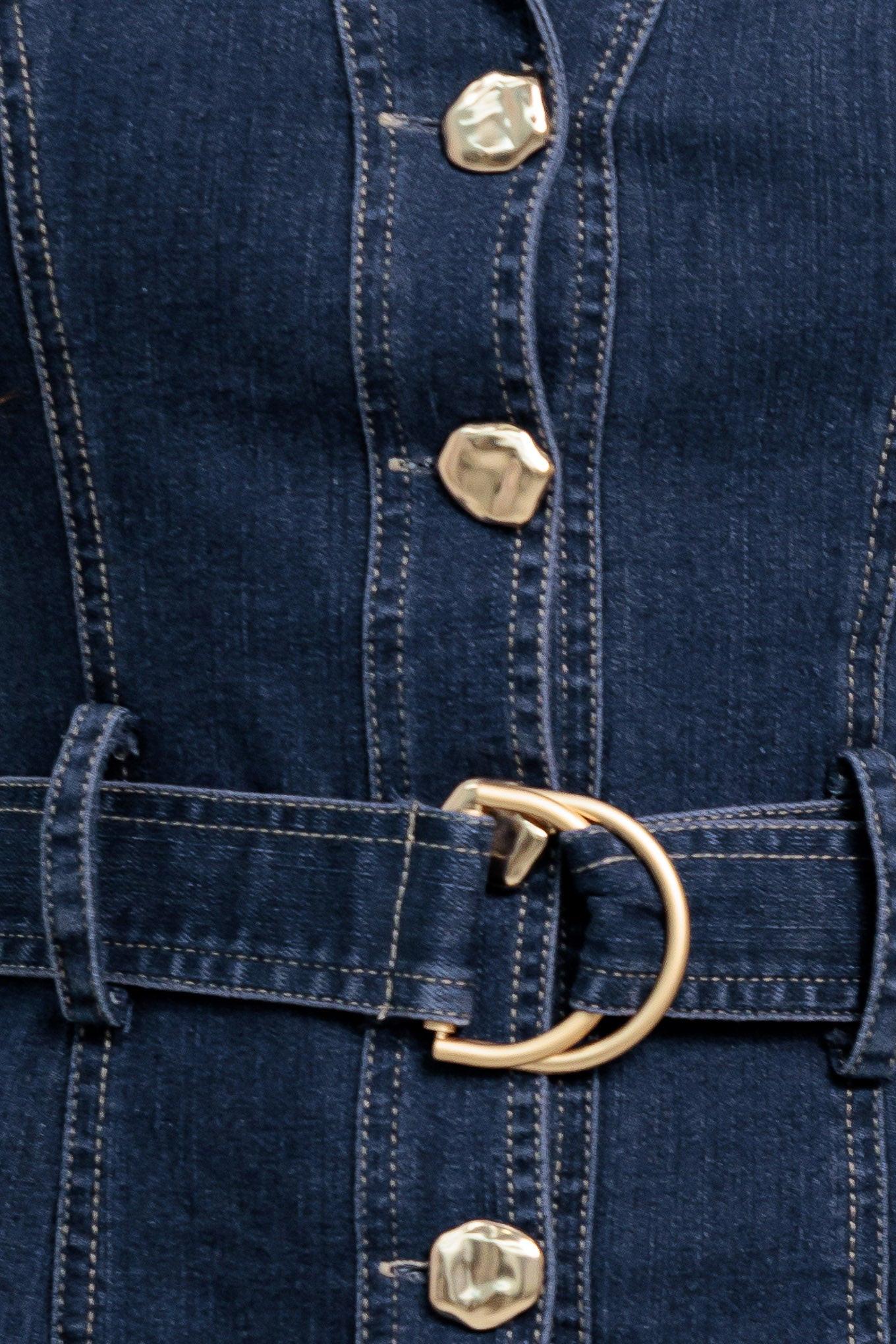 MADE TO FLATTER DENIM MINI DRESS - Glamourous Grace