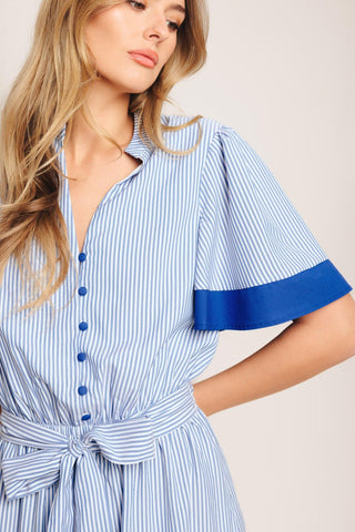 PARIS MORNING BLUE WOVEN MIDI DRESS - Glamourous Grace