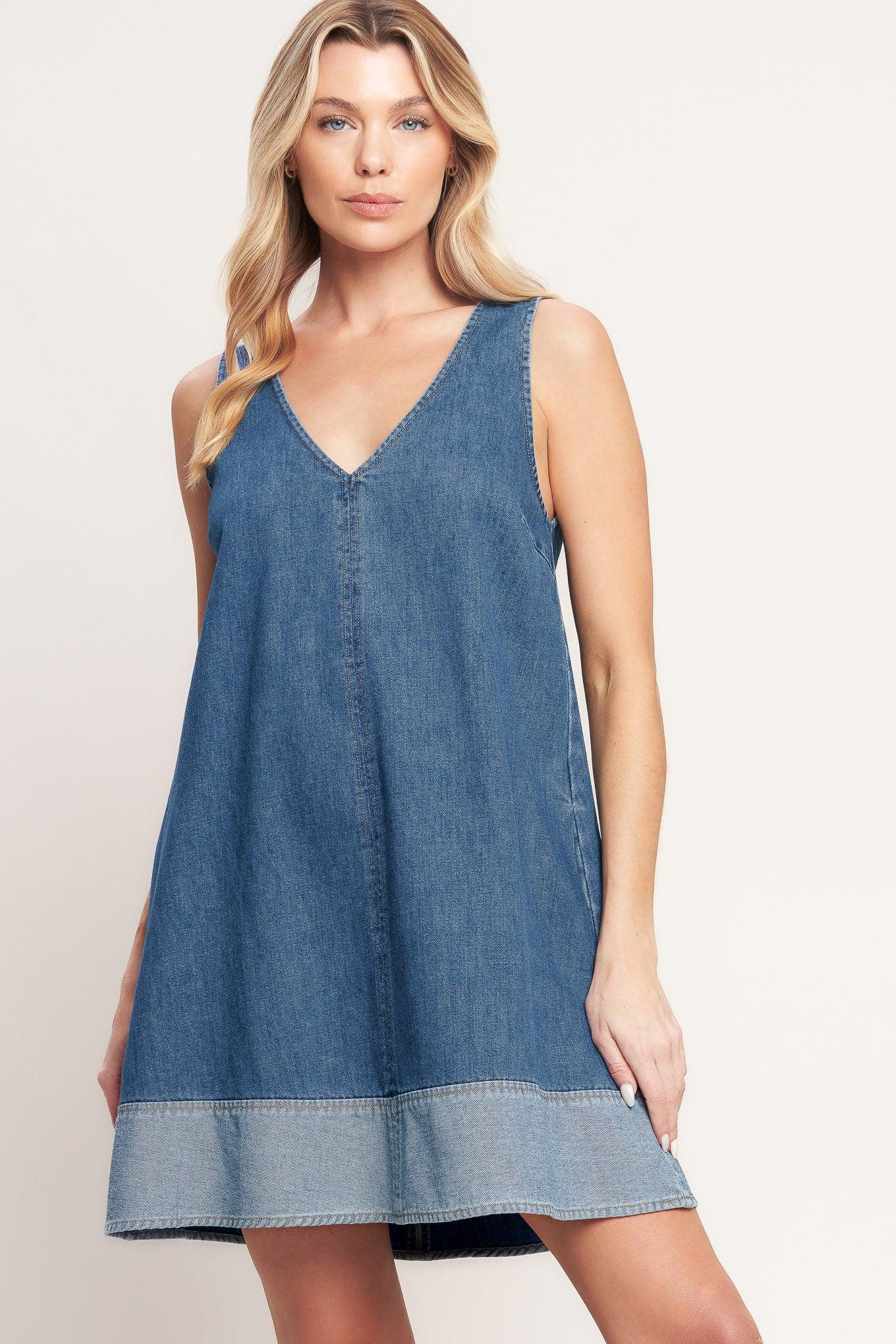 MAIN STREET DENIM MINI DRESS - Glamourous Grace