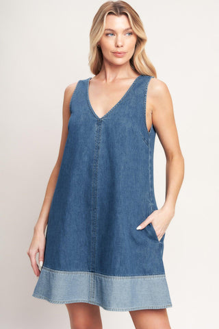MAIN STREET DENIM MINI DRESS - Glamourous Grace