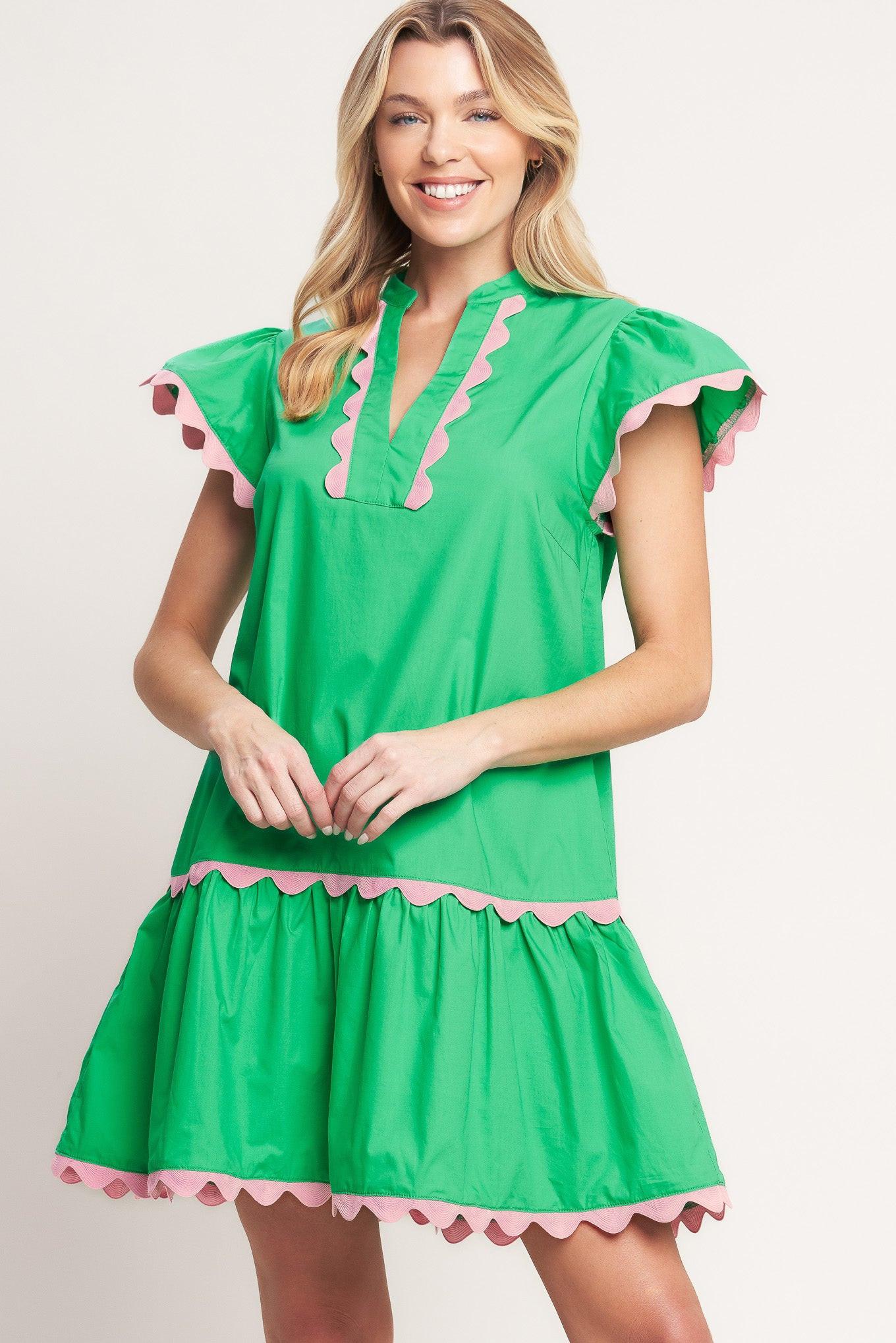 PRETTY IN GREEN WOVEN MINI DRESS - Glamourous Grace