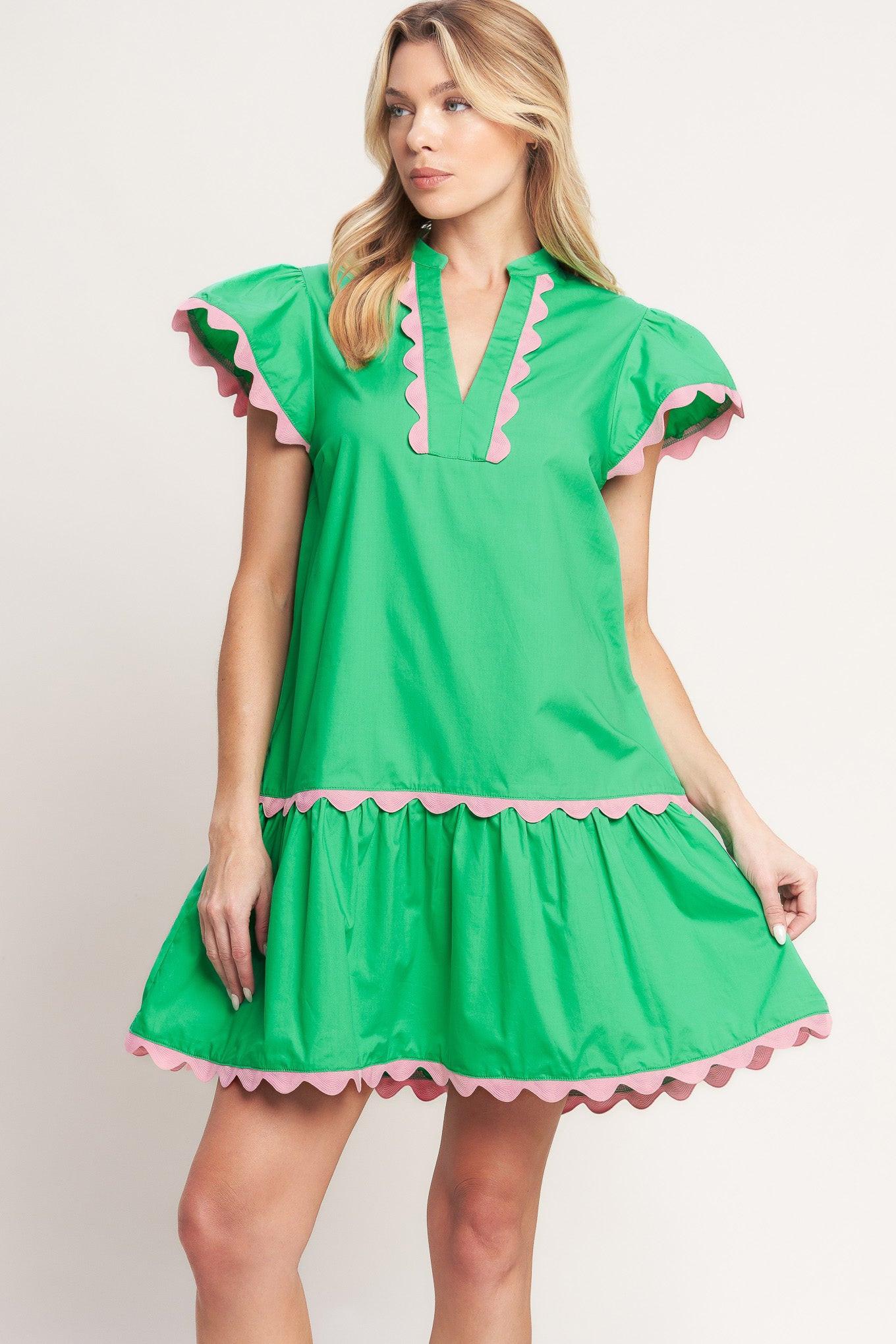 PRETTY IN GREEN WOVEN MINI DRESS - Glamourous Grace