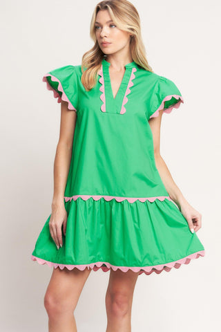 PRETTY IN GREEN WOVEN MINI DRESS - Glamourous Grace
