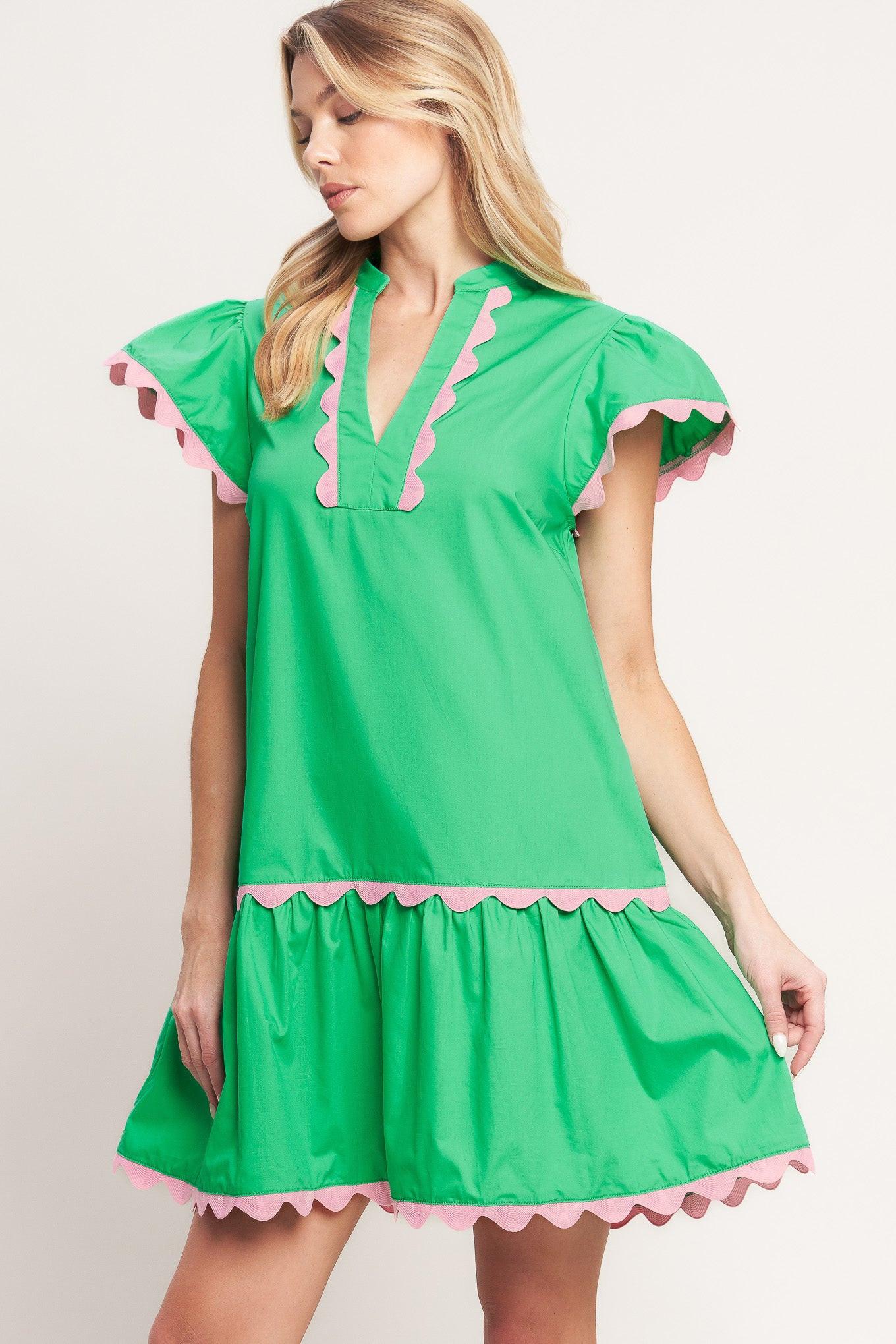 PRETTY IN GREEN WOVEN MINI DRESS - Glamourous Grace