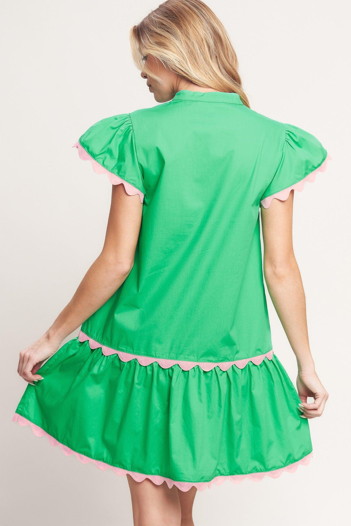 PRETTY IN GREEN WOVEN MINI DRESS - Glamourous Grace