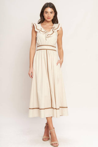BREEZE CANVAS WOVEN MIDI DRESS - Glamourous Grace