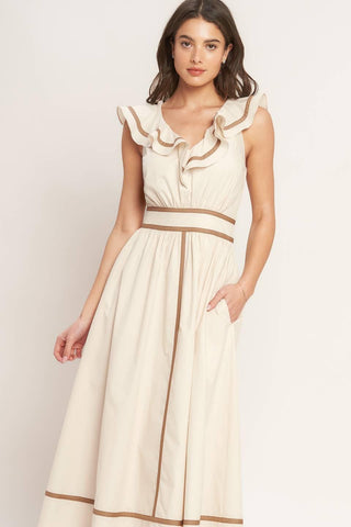 BREEZE CANVAS WOVEN MIDI DRESS - Glamourous Grace
