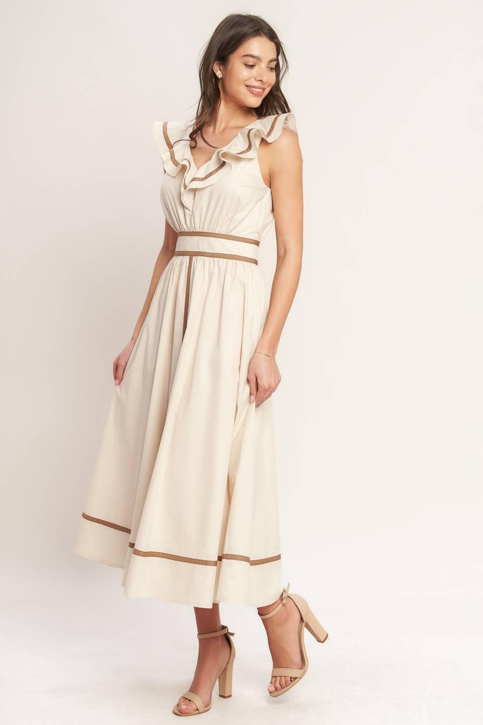 BREEZE CANVAS WOVEN MIDI DRESS - Glamourous Grace