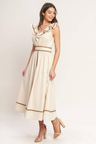 BREEZE CANVAS WOVEN MIDI DRESS - Glamourous Grace