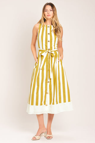 SUNSHINE STRIPE WOVEN MIDI DRESS - Glamourous Grace